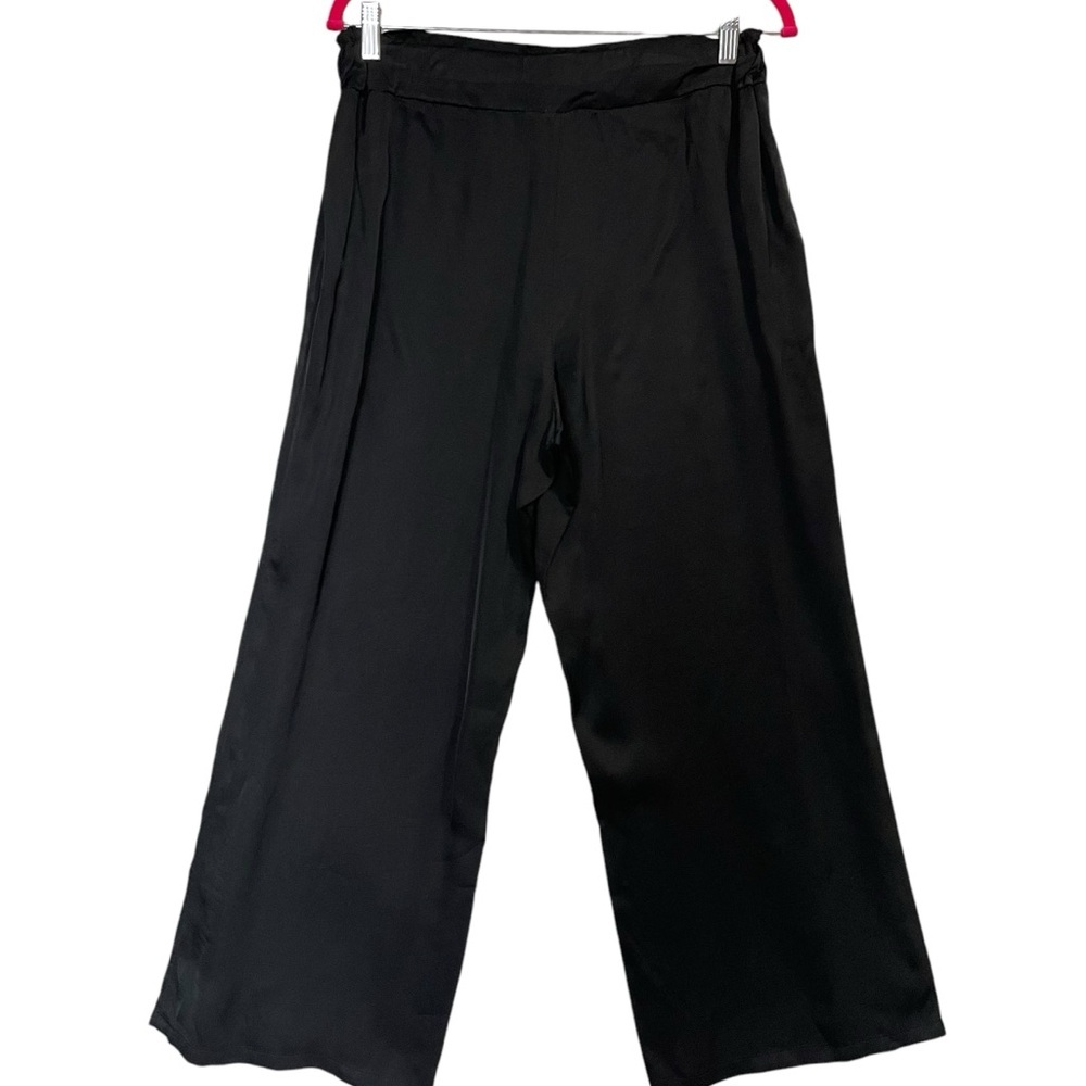Brand‎ Bazar Black Wide-Leg Pull on Satin Pants Size S